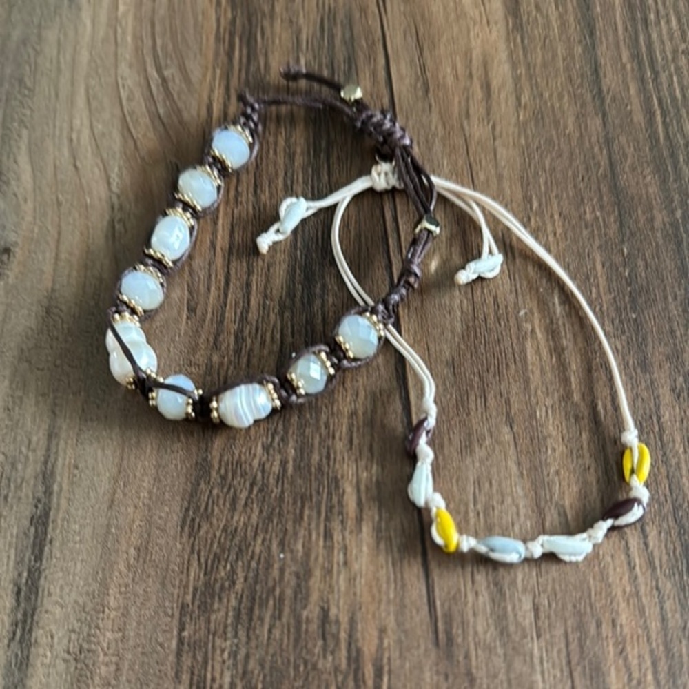 Marlyn Schiff Elegant White and Yellow Beaded Bracelet Set